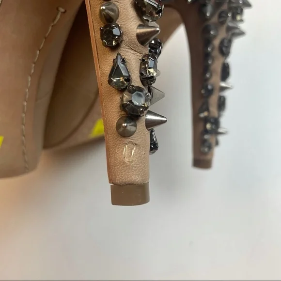 Sam Edelman Nude Spiked Leather Heels Size 6 - Picture 6 of 16